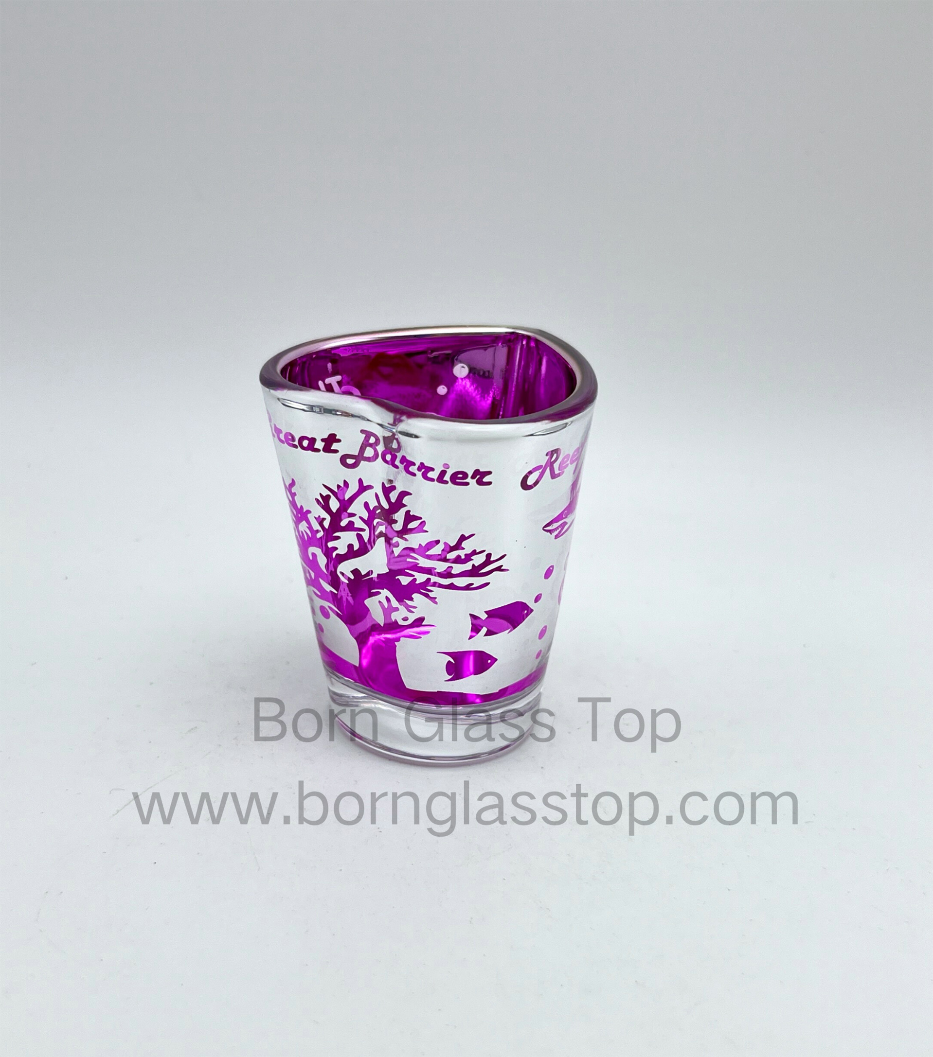 Set Of Four Colors Electropalting Carving Inside Heart Shot Glass For Options