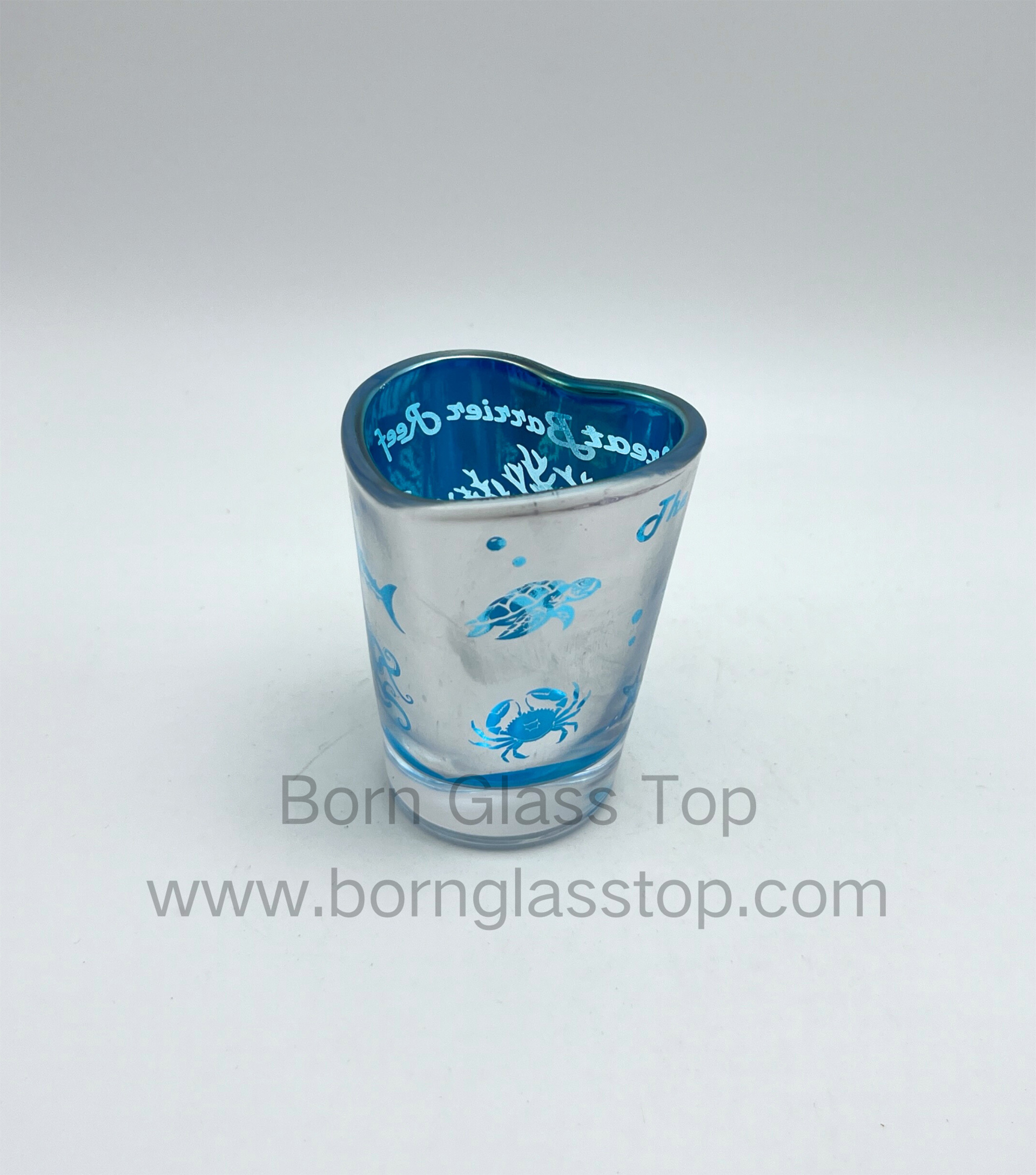 Set Of Four Colors Electropalting Carving Inside Heart Shot Glass For Options