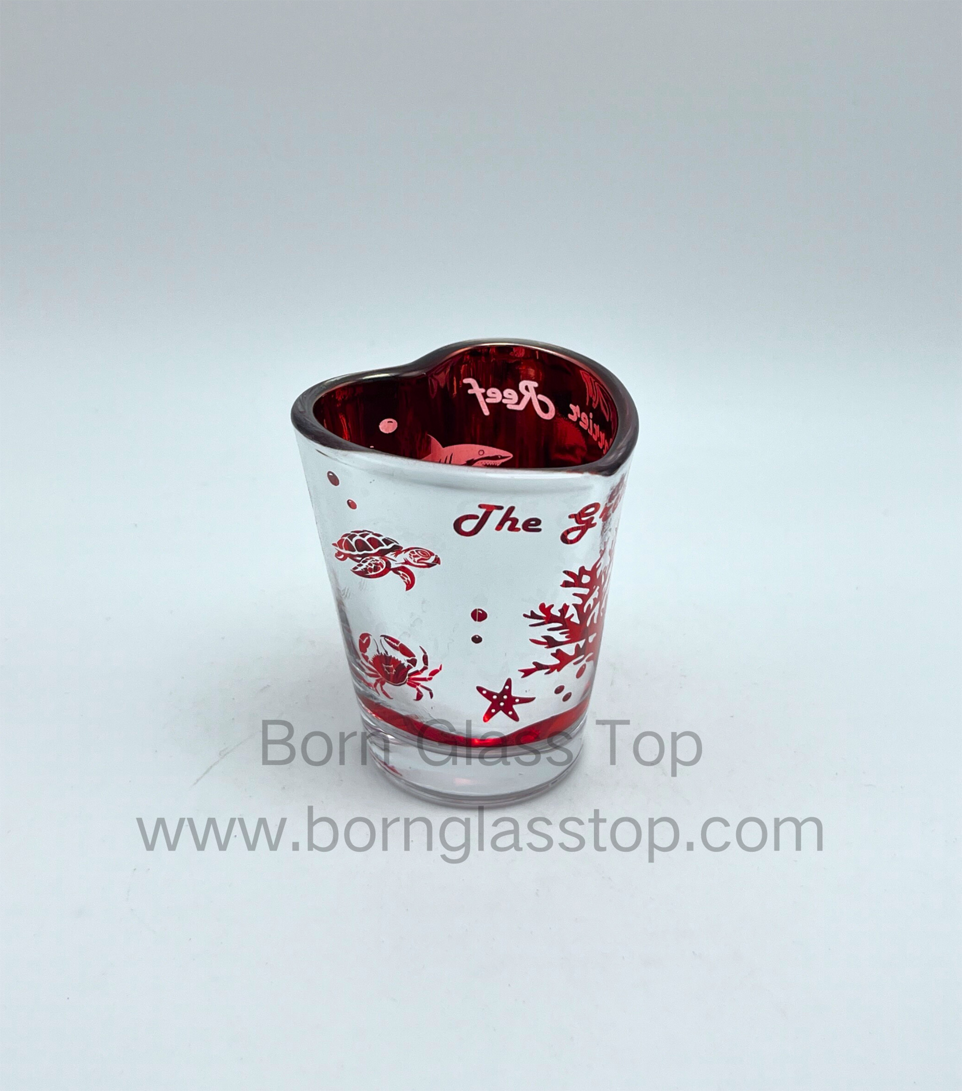 Set Of Four Colors Electropalting Carving Inside Heart Shot Glass For Options